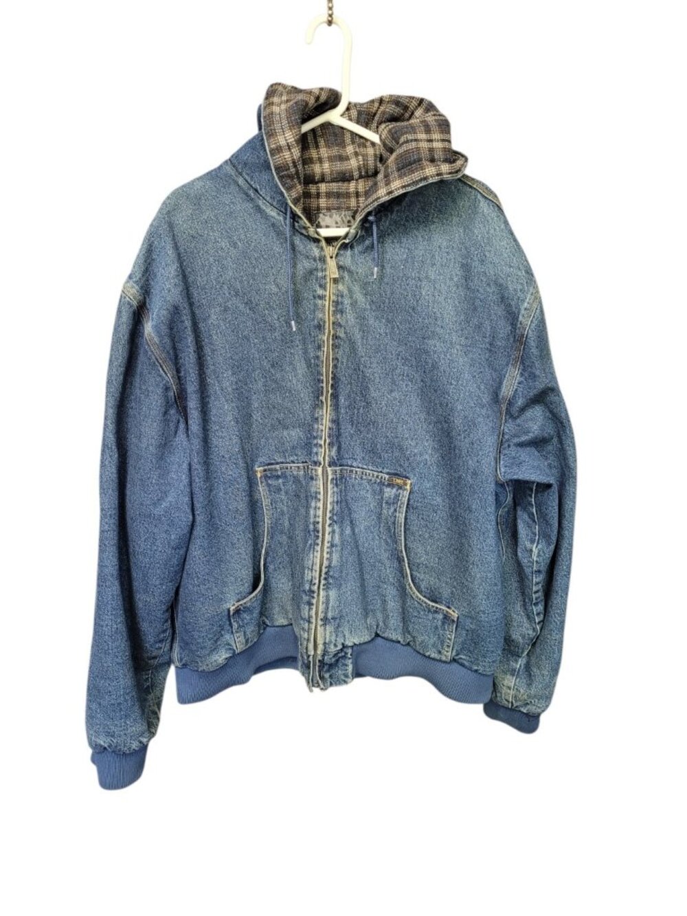 Vintage LEE Denim Workwear Jacket Sz XXL Full Zip Drawstring Hood Flannel Lined - Picture 14 of 16